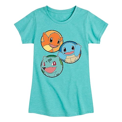HYBRID APPAREL - Pokémon - Squirtle, Bulbasaur, & Charmander Group - Toddler & Youth Girls Short Sleeve Graphic T-Shirt