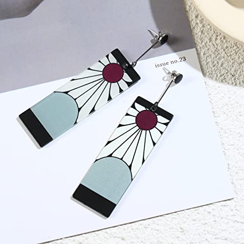 925 Sterling Silver Tanjiro Earrings,Anime Cosplay Tanjiro Black Earrings Ear clip For Men Women Earrings3
