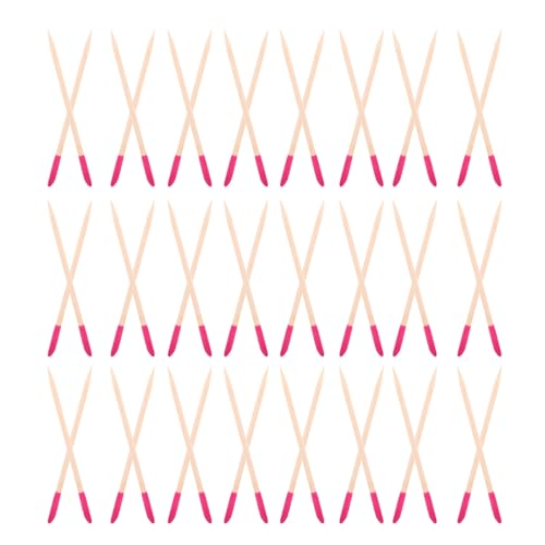 NUOBESTY 50 Palitos de Madera Empujadores de Cutículas Desechables para Manicura y Pedicura Herramienta Doble Punta para Lijar y Pulir Uñas Color Rosa Fucsia Kit Profesional para