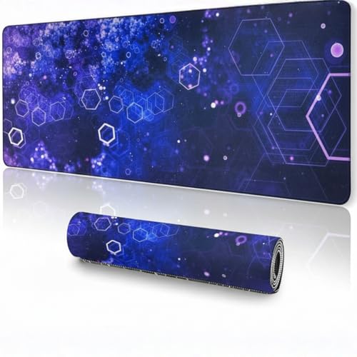 Image of Saco XXL Gaming Mouse Pad for PC - Large Desk Mat 900x400x3mm, Extended Non-Slip Rubber Base, Waterproof Surface, Galaxy Hex Pattern, Big Keyboard Mouse Pad for Office & Home Setup