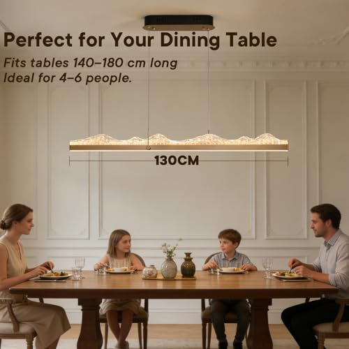 Lámpara colgante LED de comedor 130cm regulable con mando latón 2