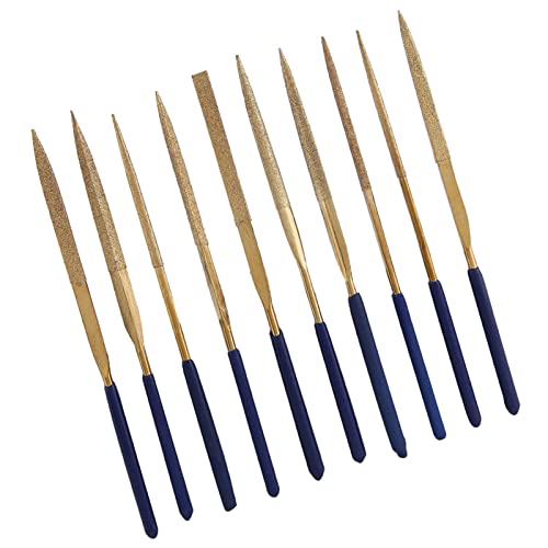 Premium Alloy Coated Grinding Files Set 10pcs with AntiSkid Handle for Versatile Polishing Needs - Sturdy Emery Particle Needle Files with Soft Grip