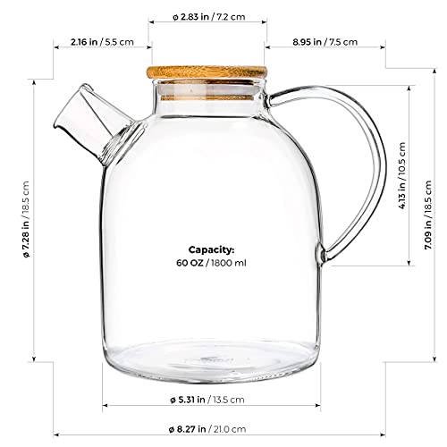 Tealyra - Elegant Borosilicate Glass Kettle Teapot - 1800ml - Safe for Stove-top - Drip-Free Pitcher for Tea, Juice, and Water - Image 6