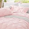 BEDELITE Baby Pink Twin Comforter Set - 2 Peices Boho Pintuck Bedding Comforter Sets, Lightweight Soft & Warm Twin Bedding Sets with 1 Pillowcase for All Season #5