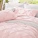 BEDELITE Baby Pink Queen Comforter Set - 3 Pieces Boho Pintuck Bedding Comforter Sets, Lightweight Soft & Warm Bed Comforter Queen with 2 Pillowcases for All Season