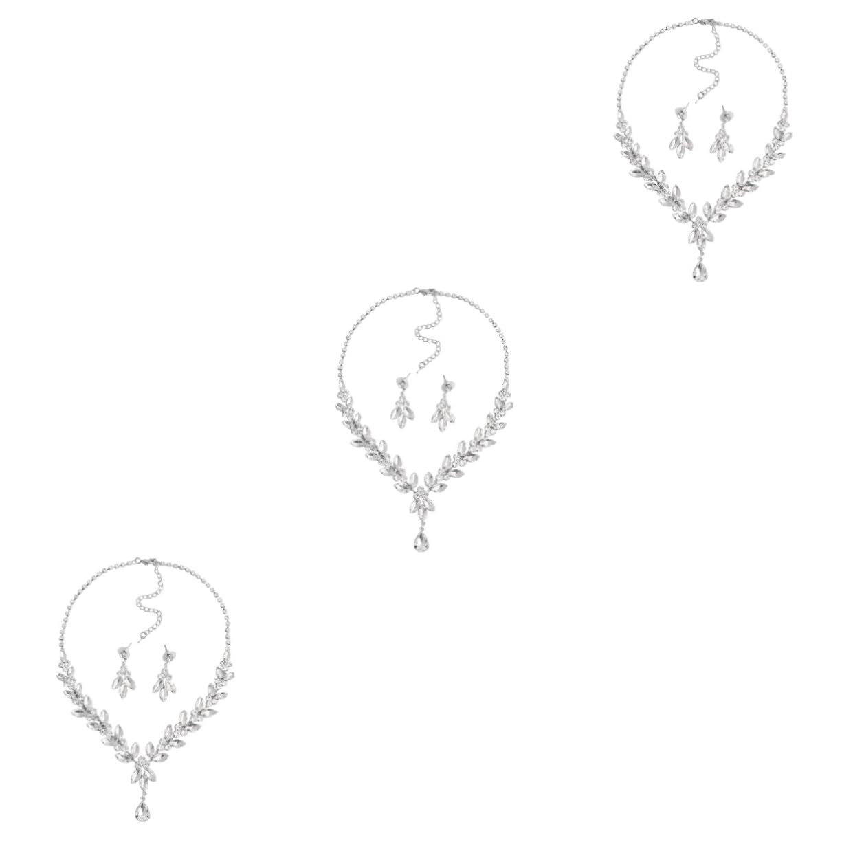 ifundom 3juegos Joyería De Boda Para Novia Conjunto De Collar De Rhinestone y Pendientes Elegantes Para Vestido De Boda Accesorios De Fiesta Para Mujer Collar Pendientes