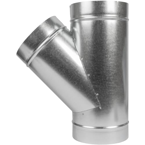 6" Inch Wye-Shape Ducting Splitter - 45 Degree Galvanized Steel 3-Way Dust Collection Fitting - Branches for Exhaust Fan - Ducting Adapter - Duct Hose Connector