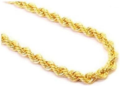 Blue Apple Co. 2.5MM Yellow Tone Rope Chain .925 Solid Sterling Silver Available In 8"- 28" Inches