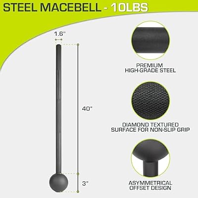 ProsourceFit Steel Macebell, Heavy Duty Steel Mace, Workout Mace with Non-Slip Grip for Gada, Strength and Core Training