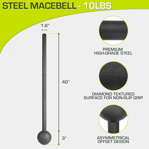 Image of ProsourceFit Steel Macebell, Heavy Duty Steel Mace, Workout Mace with Non-Slip Grip for Gada, Strength and Core Training