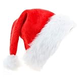☃ WEICH UND HOCHWERTIG: Die Weihnachtsmütze aus hochwertigem Plüsch. Roter Samtstoff und doppeltes bequemes Futter machen erwachsene Weihnachtsmützen weich und fühlen sich gut an. Weicher, bequemer Stoff zum Schutz von Kopf und Haaren ohne Reizungen oder Schweiß! Handwaschbar, nicht allergisch und umweltfreundlich. Sie und Ihre Familie werden es lieben.