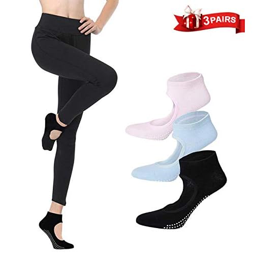 Calcetines Pilates Yoga Antideslizantes Traspirable Mujer para Barra Ballet Danza ( 3 Par)