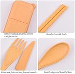 Sinen 4 Sets Cutlery Set, Reusable Spoon Knife Fork Chopsticks Lunch Box | Spoon Knife Fork Chopsticks Lunch Box, Wheat Straw, Easy To Carry, Dishwasher Safe, Office School Camping Travel Daily Use