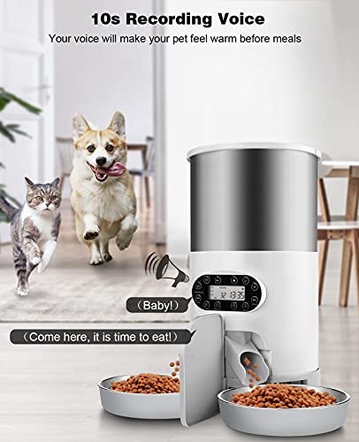 HUICOCY Automatic Cat Feeders, 304 Stainless Steel Timed Cat Food Dispenser for 2 Cats & Small Dog, 4.5L Pet Feeder with… - Image 7