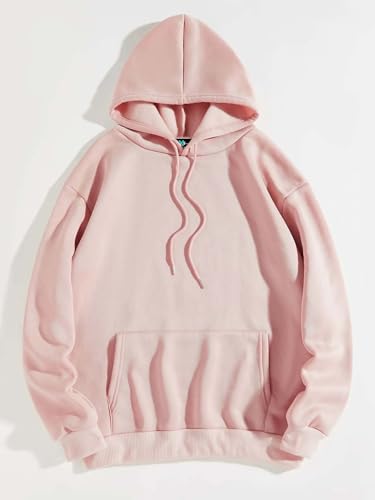 Image of SXV STYLE Hooded Pullover Solid Plain Unisex Cotton Oversized Baggy Sweatshirt Hoodie