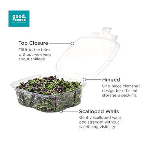 GoodGuard™ 24 oz. Multi-Purpose Clamshell Tamper Evident Food Packaging, Crystal Clear, Pack of 180 - Compostable Food Storage Container with Lids for Bakery, Fruit, Deli, Salad, Cake, Dessert - Thumbnail 5