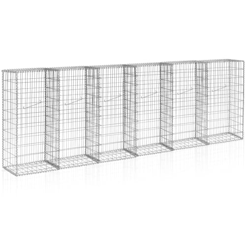 Tandefio 1 Pcs Galvanized Steel Gabion Baskets Modular Gabion Galvanized Steel Cages Stone Planter Cages Stone for Garden Projects Quick and Easy Construction Silver (118'' X 11.8'' X 39.4'')