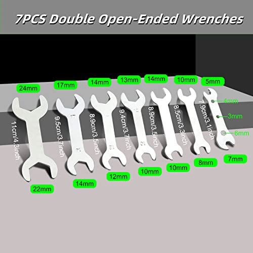 NWpangu Ultra Thin Double-Open Ended Wrench Set, Stainless Steel Repair Tool Set Combination Spanners, 7PCS in Different Sizes - Image 2