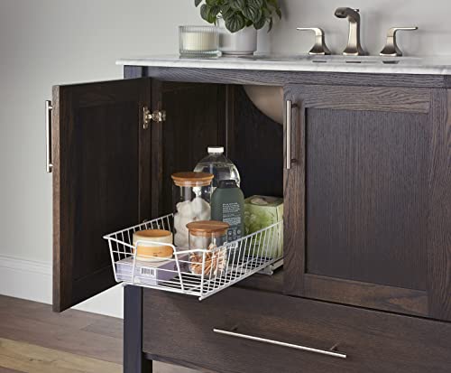 ClosetMaid 11 in. Pull Out Cabinet Organizer, Heavy Duty, Slide Out Pantry Shelves Drawers for Kitchen, Bathroom, White ClosetMaid 11 in. Pull Out Cabinet Organizer, Heavy Duty, Slide Out Pantry Shelves Drawers for Kitchen, Bathroom, White