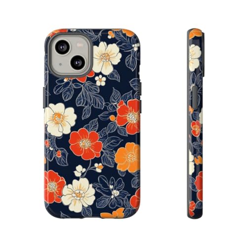Coque motif floral orange iPhone 14 idéale pour égayer vos tenues