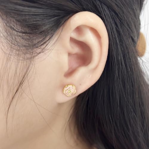 18g Titanium Flower Stud Earrings for Women Girls 14k Gold Plated Surgical Stainless Steel Hypoallergenic Cute Tiny Rose Studs Cartilage Tragus Screw Back Post Conch Piercing Sensitive Ear Jewelry for Valentine Mothers2