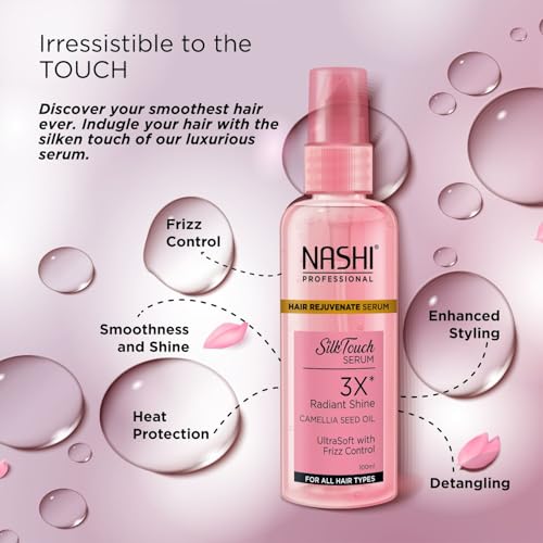Image of Nashi Professional Hair Rejuvenate Serum 100ml, Camellia Seed Oil Hair Serum for Frizzy Hair, Silky Touch Hair Serum for Curly Hair and All Hair Types