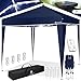 KESSER® Pavillon Faltpavillon 3x3m mit LED Beleuchtung | Pop-Up Gartenpavillon Höhenverstellbar Stabil Wasserdicht Winterfest | Partyzelt Festzelt UV-Schutz 50+ inkl. Fernbedienung & Tasche Navy Blau