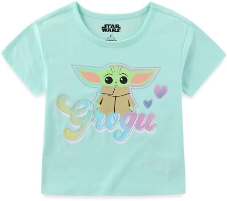 STAR WARS Grogu Girls Short Sleeve T-Shirt and Bike Short Set for Toddler and Big Kids