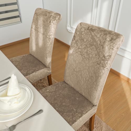 FORCHEER-Chair-Covers-for-Dining-Chairs-Set-of-6Velvet-Beige-Stretch-Dining-Room-Chair-Cover-Kitchen-Parsons-Chair-Slipcovers-Pack-of-6-Velvet-Beige FORCHEER Chair Covers for Dining Chairs Set of 6Velvet Beige Stretch Dining Room Chair Cover Kitchen Parsons Chair Slipcovers Pack of 6 Velvet Beige