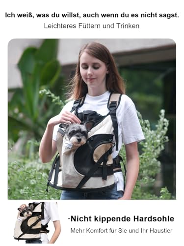 Hundetragerucksack,Hund Tragetasche für Kleine Mittelgroße Hunde und Katzen,Hunderucksack bis 8.5kg,Atmungsaktiv und Bequem Haustier ,Tragbar Reisetasche mit Hiking Travel Outdoors,Beige