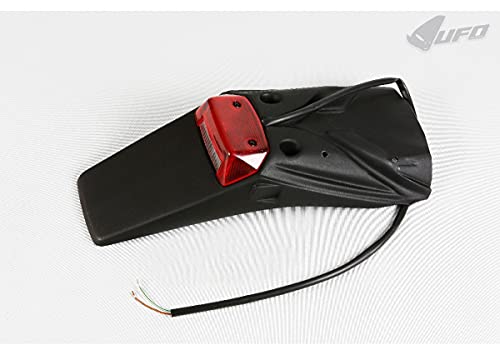 UFO PLAST Kennzeichenhalter mit Scheinwerfer/Plate Halter mit Licht Schwarz/Schwarz Kompatibel mit Kawasaki KLX 400R 2003 bis 2021