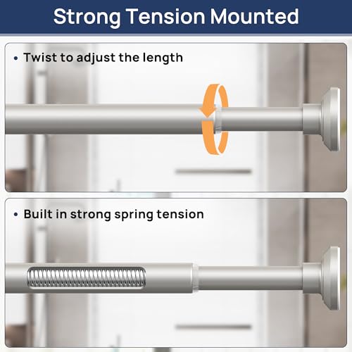 Image of ENJOYBASICS 1 inch Nickel Shower Curtain Rod, 30-64 inch Adjustable, Secure Tension