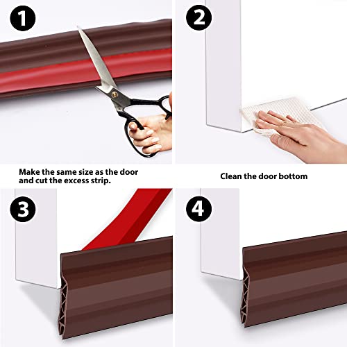 Jusdreen Door Sealing Strip,Door Sweep For Exterior & Interior Sound Insulation Strip,Strong Adhesive Door Sweep Soundproof Weather Stripping, 2" W X 39" L, Brown #TOP6