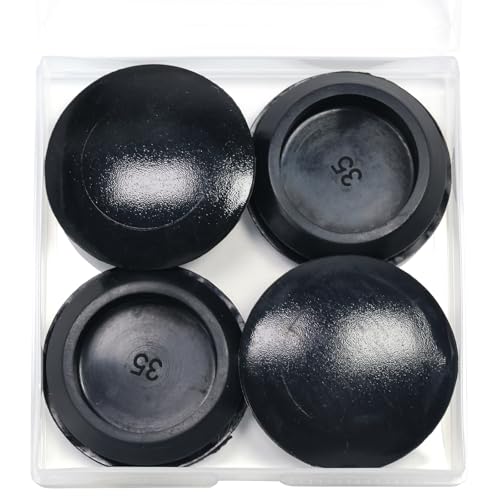 Image of 4 Pcs 35 mm Silicone Rubber Plugs Snap in Locking Hole Plugs for 35-38 mm (1-3 /8 inch-1-1 /2 inch) Round Holes, Flush Type Rubber Stoppers, Flexible Tube Pipe End Caps Covers, Waterproof Sealing Plugs, Black