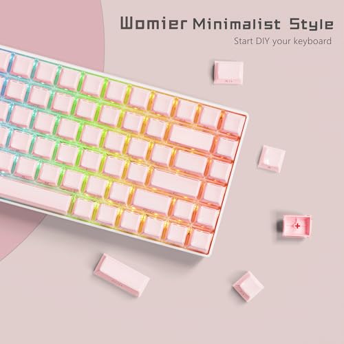 Jelly Keycaps-Lusterfly Cute Keycaps Pink 60 65 75 100 Percent, Side Printed Elegant Key caps Custom113 Keys, OEM Profile for 61/68/84/87/98/100 Cherry Gateron MX Mechanical, Pink by Womier - Image 5