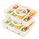 Bosmsaslad 2pcs Snackbox mit Fächern, 8 Fächern Snackteller mit Deckel, Snackschale mit Griff, Tragbar und Vielseitige Snackbox Organizer, Kinder Obstbox Snackdose für Picknicks und Familientreffen