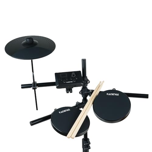 Image of Kadence MT10L Home Series 3-Piece Kids Electric Drum Kit | Mesh Pads | Built-in Songs & Metronome | USB-MIDI | Headphone Support | Black