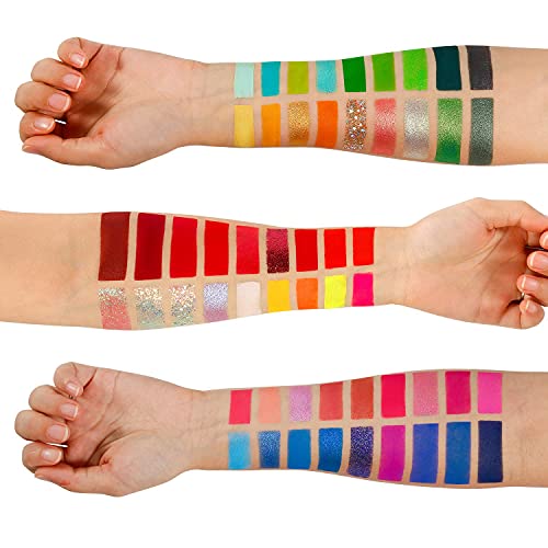 Beuself De'lanci Highly Pigmented La Catrina Neon Eyeshadow Palette,54 Colors Matte Shimmer Glitter Vibrant Blacklight Makeup Palettes Glow In The Dark Makeup, Blendable Waterproof Rainbow Uv Makeup #TOP3