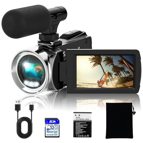 Rawiemy Video Camera Camcorder FHD 4K 36MP Vlogging Camera for YouTube Video Recorder 3.0
