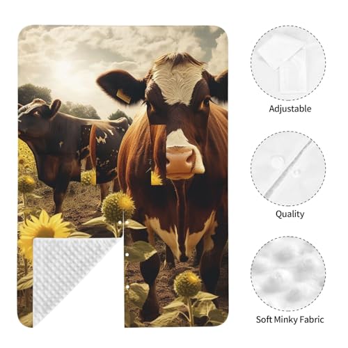 Pare-soleil poussette et housse cosy bébé motif vache marron 3D multi-usage - 7