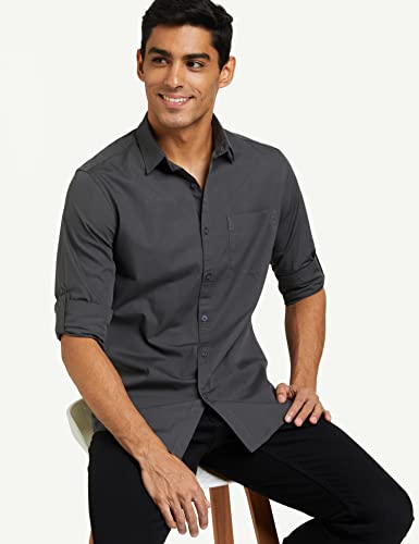 Image of Amazon Brand - Symbol Men's Cotton Shirt | Casual | Plain | Full Sleeve | Summer - Regular Fit (Available in Plus Sizes)