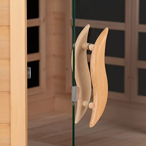 Durasage 3-Person Carbon Infrared Sauna - Canadian Hemlock Wooden Corner Sauna - Low EMF Carbon Infrared Panels - 1775 Watts