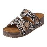 Pantuflas de casa para mujer, de espuma viscoelástica, sandalias de cuña romana, pantuflas de verano para interiores, Khaki, 39.5 EU