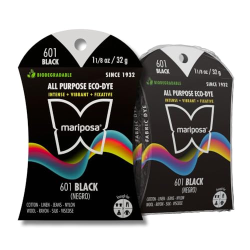 Black Fabric Dye (3-Pack) All-Purpose Eco-Dye for Cotton, Linen, Jeans, Wool, Rayon, Silk & More; Earth-Friendly, Non-Toxic, Clean Dye Formula, Enough for 3lbs of Fabric | Color: Black (601)