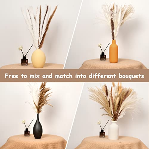 HappyHapi 115 Pcs Boho Dried Pampas Grass Bouquet, Tan, 17 Inch, Indoor/Outdoor/Wedding/Festival/Office/Home Decor