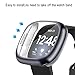 Tobfit for Fitbit Sense/Fitbit Versa 3 Screen Protector Case, Soft Plated TPU Full Around Sensitive Touch Protective Cover for Fitbit Sense/Fitbit Versa 3 Accessories Charcoal +Transparent