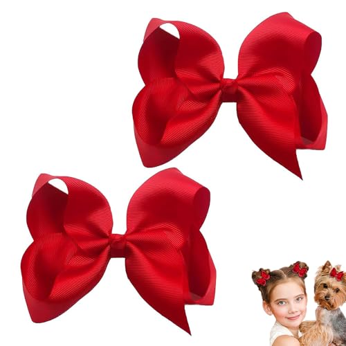 2 PCS Red Hair Bow Bow Hair Clip Hair Bows Clips 3 Inch Ponytail Holder with Duckbill Cli for Women Girls Birthday Christmas Gifts