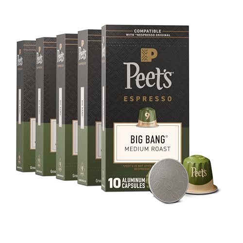 Peet's Coffee Espresso Capsules, Medium Roast, Big Bang, 50 Count