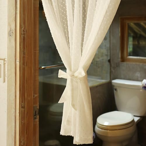 Rideau transparent salon coton 135x230 cm avec pompons dressing - 6