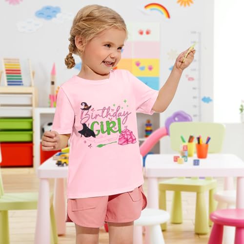 Image of Birthday Girl Shirt Kids Magical Castle Tshirt Birthday Princess T-Shirt Toddler Girls Party Gifts Tee Family Vacation Tops C-Pink